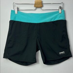 Running Room  Black and Blue Athletic Shorts Moisture-Wicking Performance